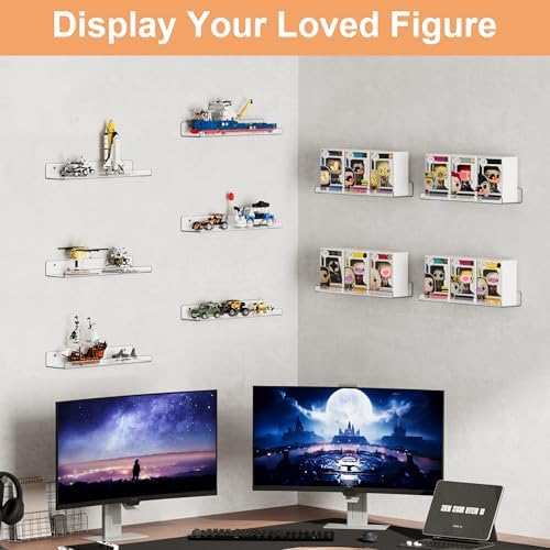 upsimples 12 Pcs 15" Acrylic Shelves for Wall Display and Storage, Clear