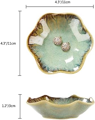 JAMEND CLXP Lotus Leaf Shape Ring Holder Dish, Small Key Bowl, Ceramic Trinket Tray Jewelry Dish Organizing Necklace Earrings for Mom Friend Sister. All Jewelries Are NOT Included. Crystal Green.