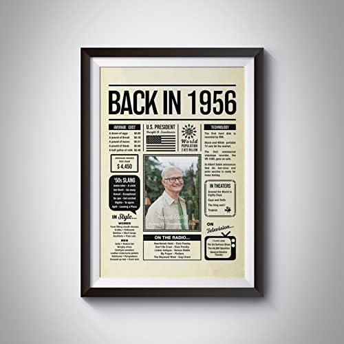 Personalized 69 year old birthday gifts - Back in 1956 Poster - Centerpiece Table Decorations 69th Birthday Party - Custom Born in 1956 Newspaper Vintage Poster for Men, Women