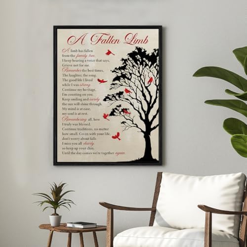 Framed Wall Art a Fallen Limb Memorial Poster Print Wall Decor | Sympathy Bereavement Gifts for Loss of Loved One Painting for Home Bedroom Decoration 11.5x15 Inches