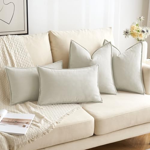 MIULEE Pack of 2 Cream White Decorative Chenille Pillow Covers 18x18 Inch