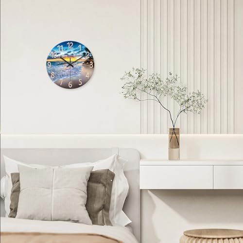 Glass Beach Wall Clock Battery Operated 20 Inch