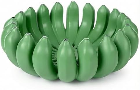 12 inch large Banana fruit bowl holder Handcrafted Art Centerpiece - Modern bowl for Kitchen,Dining Table & Entryway - Home Decor - Premium gifts - Sculptural Home Decor. (Green)
