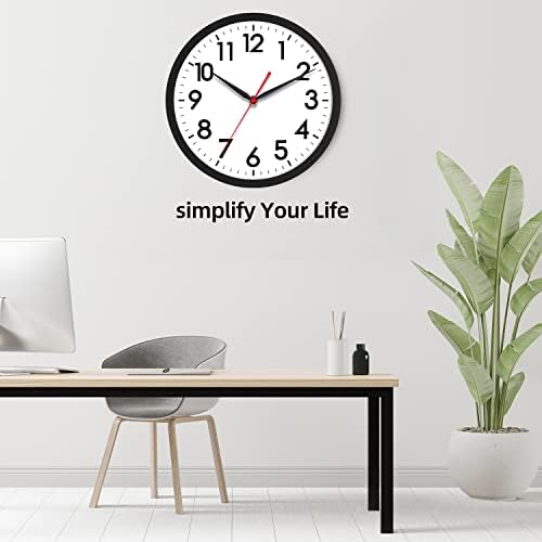 AKCISOT 18 Inch Wall Clock, Silent Battery Operated Analog Clock, Black | Large Size | Living Room | Kitchen | Classroom | Office | Easy to Read Numbers