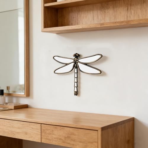 Decorative Dragonfly Wall Mirror, Plastic Frame with Mirrored Wings (12.4 x 9.3 inches) (Bronze)