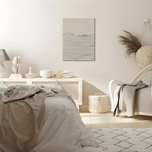 Minimalist Christian Wall Art Jesus Walking on Water with Peter 12x16 Inch | Inspirational Scripture Canvas Paintings, Faith Based Gifts for Prayer Room, Office or Church Decor