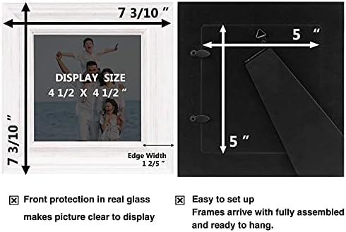 LaVie Home 5x5 Picture Frames (1 Pack, Distressed White) Rustic Photo Frame Set with High Definition Glass for Wall Mount & Table Top Display