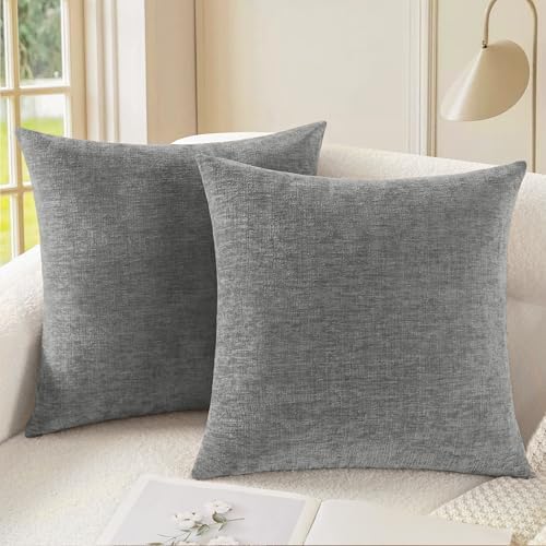CaliTime Decorative Couch Throw Pillow Covers 22 X 22 Inches Medium Grey