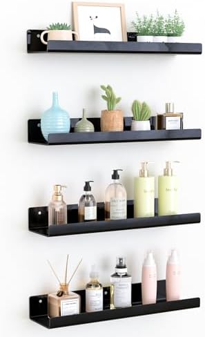 upsimples 4 Pcs 15" Acrylic Shelves for Wall Organize and Display, Black