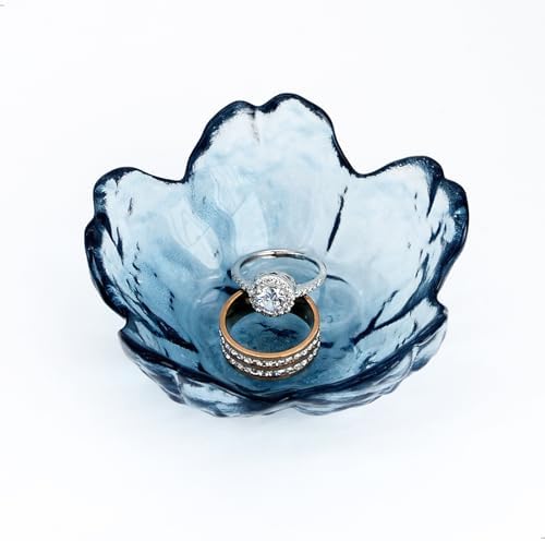 Crystal Blue Flower Ring Dish Jewelry Tray