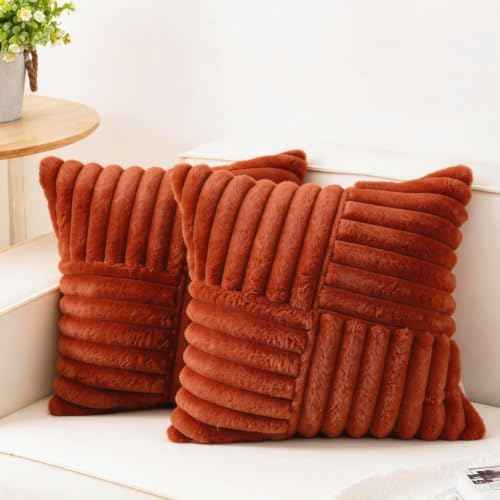 All Smiles Burnt Orange Terracotta Rust Throw Pillow Covers 20x20 Set of 2