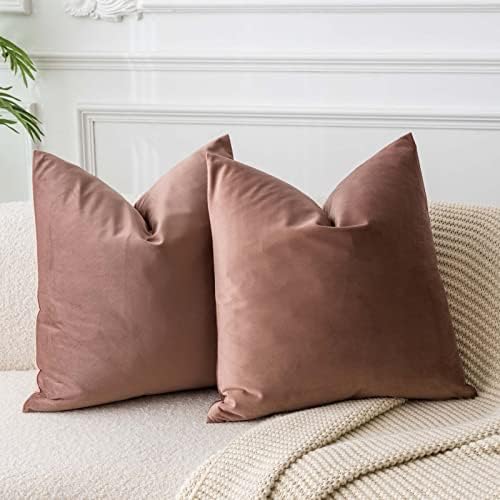JUSPURBET 28x28 Euro Velvet Throw Pillow Covers Set of 2,Jam