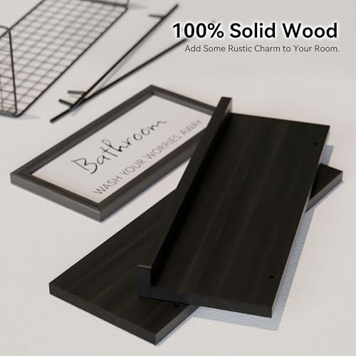 WOPITUES Floating Shelves for Bathroom Decor Art, Modern Black