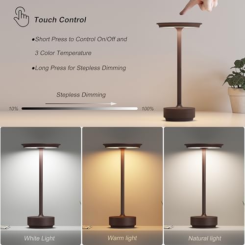 TBBGA 2 Pack Rechargeable Table Lamps Cordless, 5000mAh Outdoor Table Light