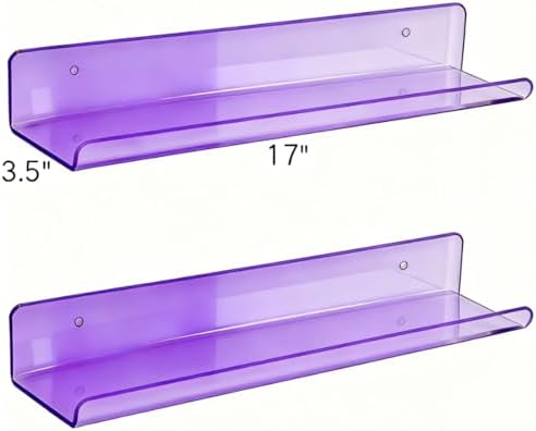 ROYALITA 2-Pack Acrylic Shelves Wall Mounted, 17 Inch Display Shelves