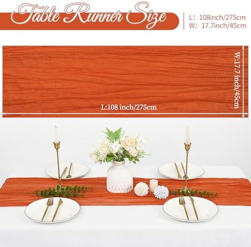 20 Pack Cheesecloth Table Runner 17 x 108 Inch, Orange