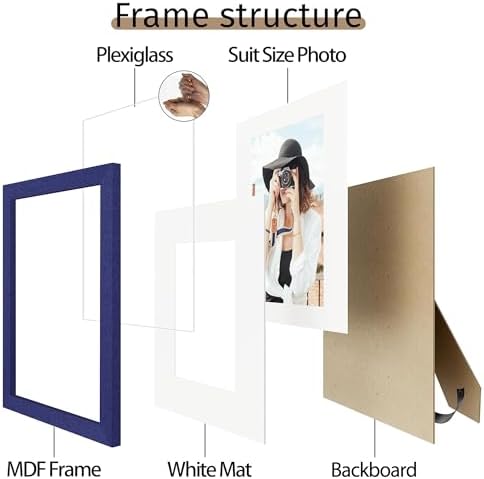 Picrit 4x6 Picture Frame Set of 12, Modern Gallery Wall Frames, Navy Blue