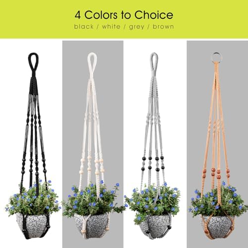 RIFNY Macrame Plant Hanger Indoor, Hanging Plant Holder, Black, 3 PCS