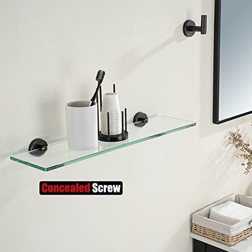 JQK Bathroom Glass Shelf Oil Rubbed Bronze, Tempered Glass Shower Storage 20 by 5 inches, 304 Stainless Steel ORB Wall Mount, 2 Pack, TGS101L20-ORB-P2
