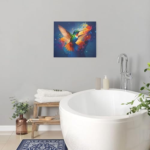 Crekviy Hummingbird Wall Art Bird Pictures Wall Decor Hummingbird Canvas Prints Painting Artwork Home Decoration for Bathroom Bedroom Living Room Framed Gifts Ready to Hang 20"x24"