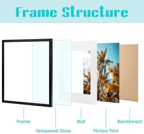 Frametory 3 Pack 16x20 Black Picture Frame with Real Glass Mat for 11x14