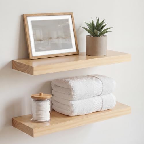 Homeforia 18 Inch Floating Shelves, High-End Solid Pine Wood, Set of 3