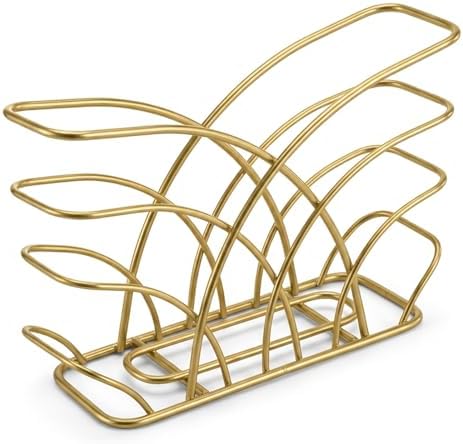 Napkin Holder for Table, Gold Iron Upright Paper Dispenser Caddy