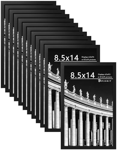 Picrit 8.5x14 Picture Frame Set of 12, Modern Gallery Wall Frames, Black