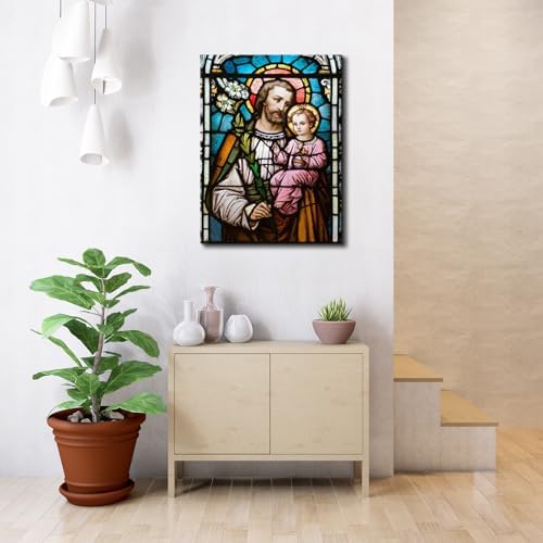 YONICA Christian Jesus Cross Canvas Wall Art for Home Decor - Merciful Heavenly Father Redemption Pictures Print On Canvas HD Giclee Artwork 12"x16"(30x40cm)