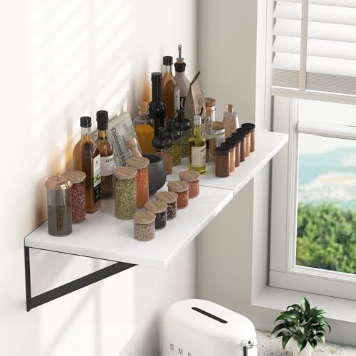 Heimlove 16W x 12D Deep Floating Shelves Set of 2 White
