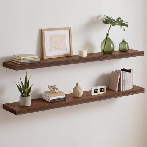 Homeforia 48 Inch Floating Shelves, High-End Solid Pine Wood, Set of 3