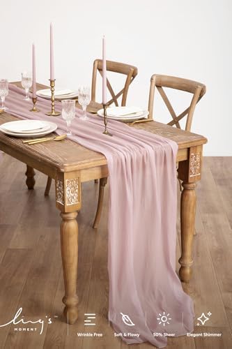 Ling's Moment 14Ft Chiffon Table Runner, Sage Purple