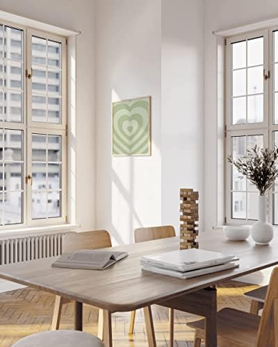 HAUS AND HUES Sage Green Wall Decor – Teen Wall Art Hearts Sage Green Room Decor Aesthetic Cute Posters Aesthetic Heart Wall Art Poster Dark Green Wall Decor (16” x 20” Beige Frame)