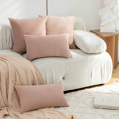 Home Brilliant Euro Shams 26x26 Large Pillow Covers 66cm Velvet Pillow Covers for Couch Sofa Bench Office, Set of 2, Misty Rose