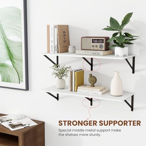 Heimlove 32W x 12D Deep Floating Shelves Set of 2 White