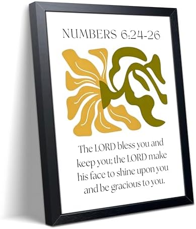 Framed Numbers 6:24-26 Bible Verse Wall Art, Christian Floral Canvas Wall Decor Painting, Boho Religious Inspirational Scripture Print Poster Picture for Living Room Bedroom Prayer Room Home Decor 16x24 Inch