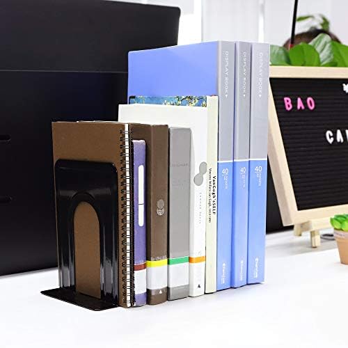 Metal Bookends 20 Pack Black Heavy Duty Nonskid Supports 6.6in | Black Metal, 10 Pairs, Plain L-Shape Design, Nonskid Supports, for Heavy Books Home Office School and Library Shelves