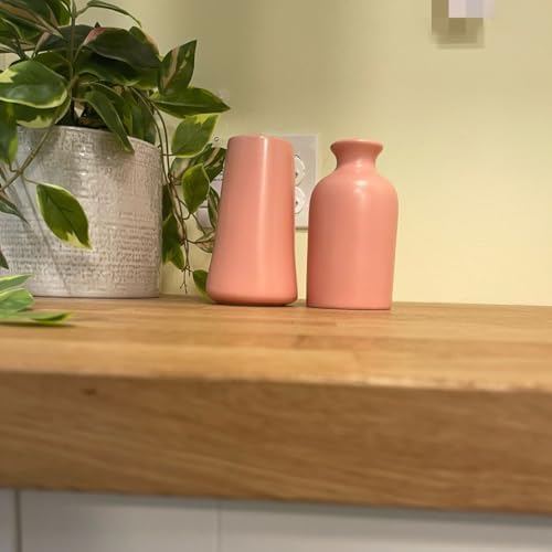 Set of 2- Classic Pink Ceramic Vases, Tall vases for Flowers, for Living Room Decorations, Home Decor, Modern Farmhouses, Ideal Shelf, Table, Bookshelf, Mantle, Pampas Grass