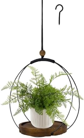 hismocal Hanging Planters for Indoor Plants,Plant Hanger with Sturdy Wood Base,Modern Boho Macrame Plant Hanger,Wall Ceiling Window Stands(Plants/Pots Not Included) (1 Pack-Circle)