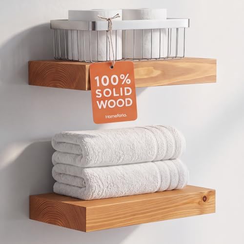 Homeforia 12 Inch Floating Shelves, High-End Solid Pine Wood, Set of 3