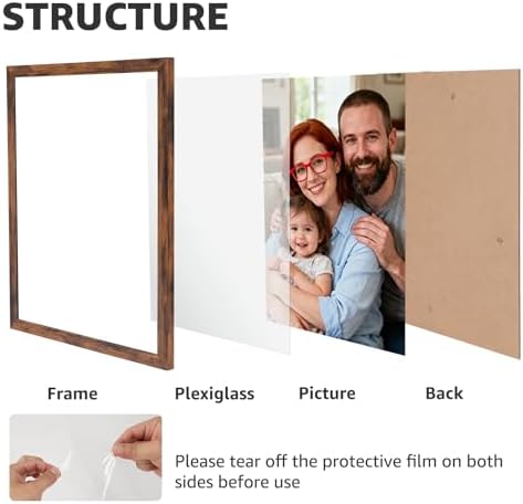 Giftgarden 8.5x11 Picture Frame Set of 18, Multi 8.5 by 11 Certificate Frames Bulk for Award Diploma Document office Wall or Tabletop Display, Rustic Brown