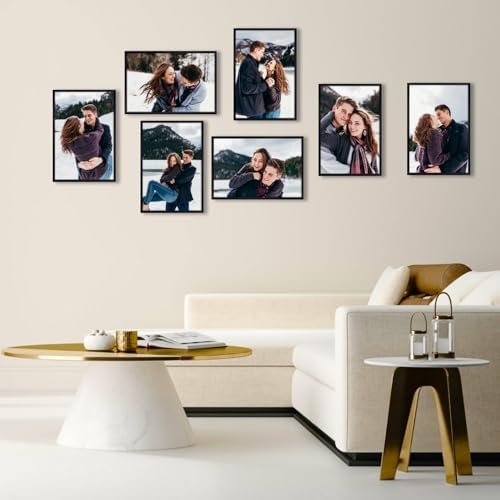 Giftgarden 12x18 Picture Frames Black Poster Frame Set for 12 x 18 Photograph, Wall Mounting, Set of 7