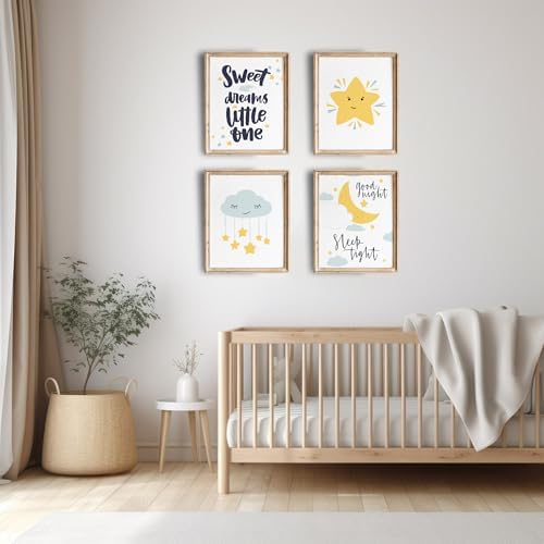 Nursery Set Art Prints (Set of 4) - Unframed - 8x10s | Sweet Dreams Little One | Perfect for Baby Room, Toddler Bedroom, or Playroom Decor | Cute and Whimsical Designs for Cozy and Dreamy Atmosphere