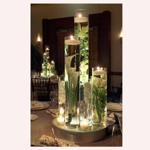 WGVI Quality Thick Weighted Tall Clear Cylinder Glass Vases, 4" W x 24" H, Flower Arrangement Floating Candle Holders Wedding Centerpieces Event Floral Tabletop Display Décor, Bulk Wholesale, 6 Pcs