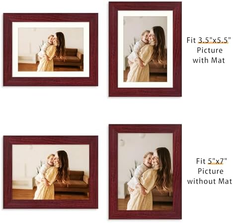 Picrit 5x7 Picture Frame Set of 12, Gallery Wall Frames, Dark Red Wood
