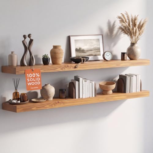 Homeforia 48 Inch Floating Shelves, High-End Solid Pine Wood, Set of 3
