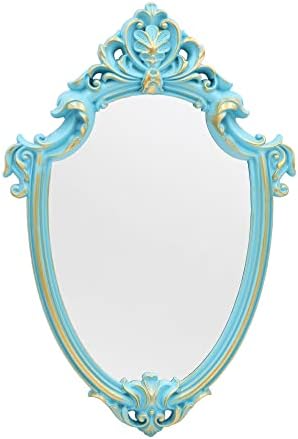 Eaoundm 16.5 x 11 inch Vintage Mirror Shield Shape (Blue) | antique mirror decorative wall mirror