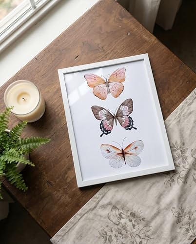 Prints Made Perfect Pink Butterfly Wall Art – Watercolor Butterfly Print – Soft Botanical Butterfly Decor – Feminine Bedroom or Nursery Wall Art – 11x14 Poster – Unframed
