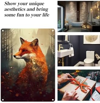 12X16 Inch Retro Red Fox Metal Tin Sign - Vintage Farmhouse Wall Decor For Home, Kitchen, Bathroom, Bar - Cunning Wildlife Artwork For Animal Lovers, Nature Admirers, And Forest