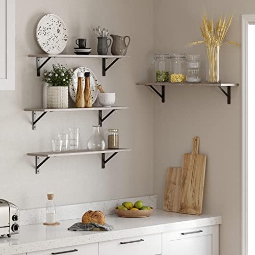 DINZI LVJ Wall Shelves, 23.6" Long Floating Shelves with Metal Brackets